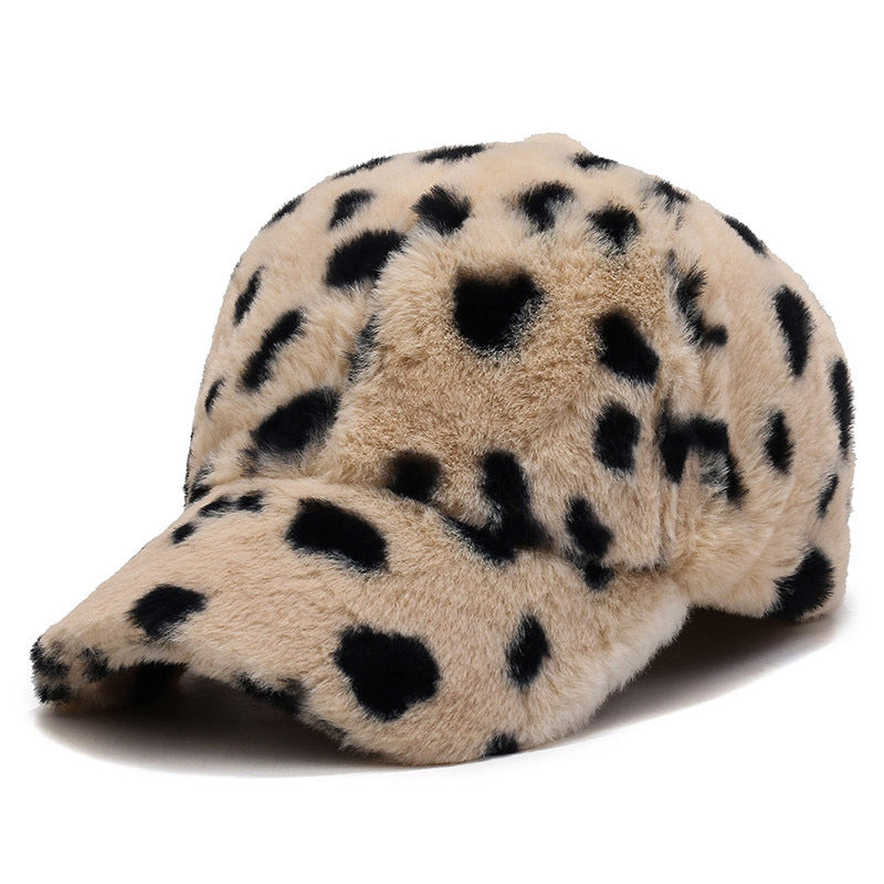 Leopard Fleece Baseball All-matching Peaked Cap