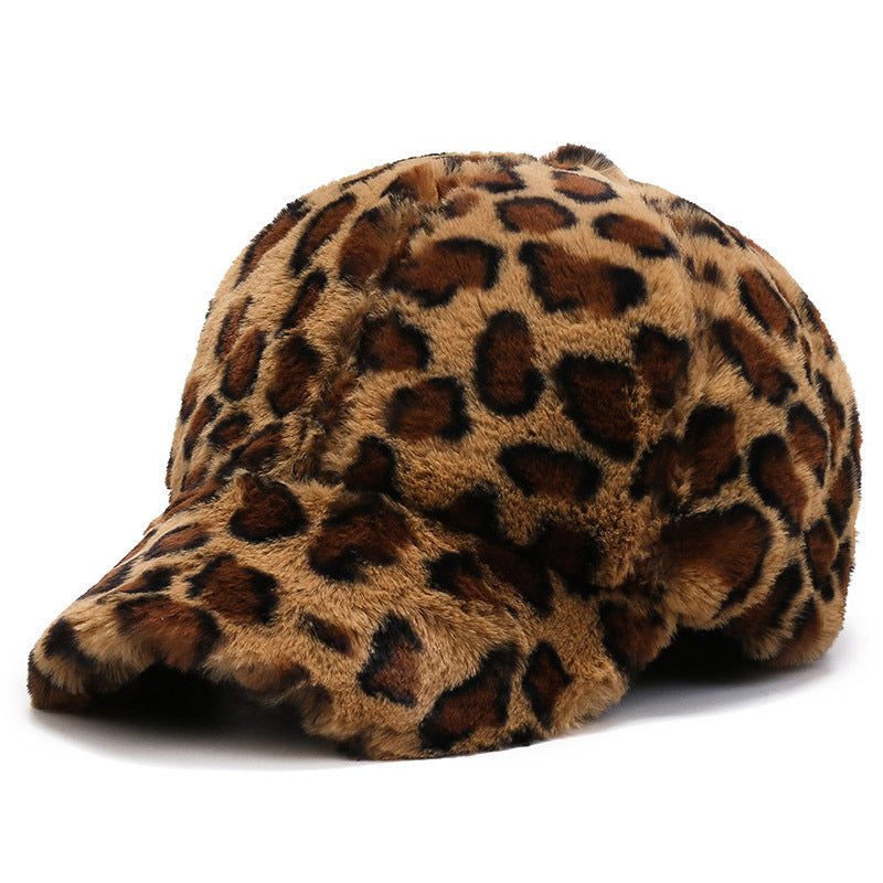 Leopard Fleece Baseball All-matching Peaked Cap