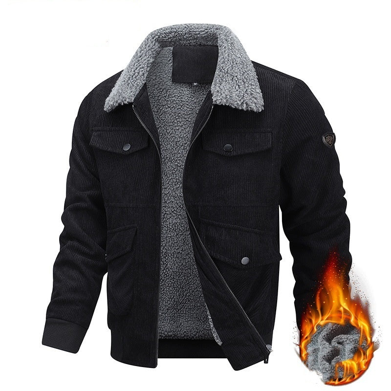 Men's Lapel Jacket Fleece-lined