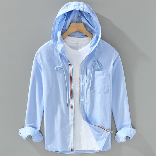 Cotton Hooded Shirt Coat Casual Men