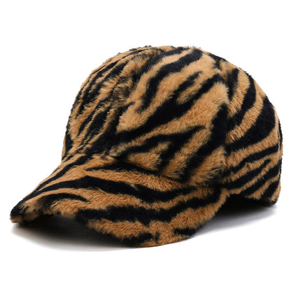 Leopard Fleece Baseball All-matching Peaked Cap