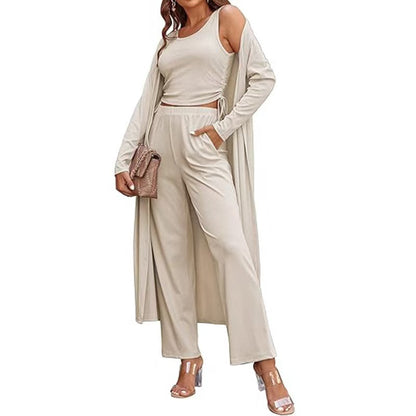 Women's 3-piece Casual Cardigan Vest Long-sleeve Suit