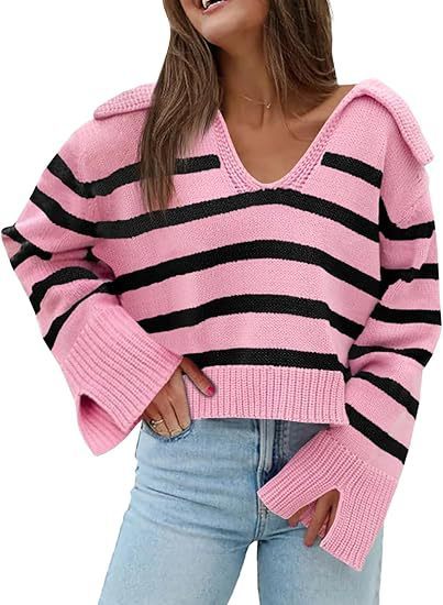 V-neck Large Lapel Short Knitted Women's Top