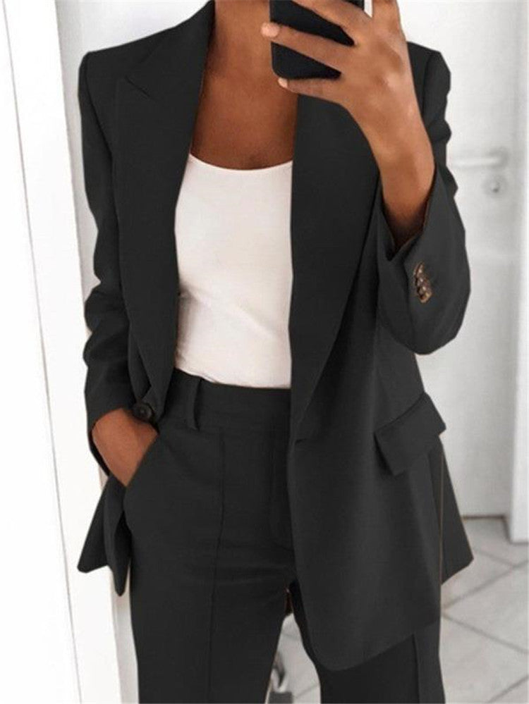 Lapel Slim-fit Cardigan Graceful Suit Jacket