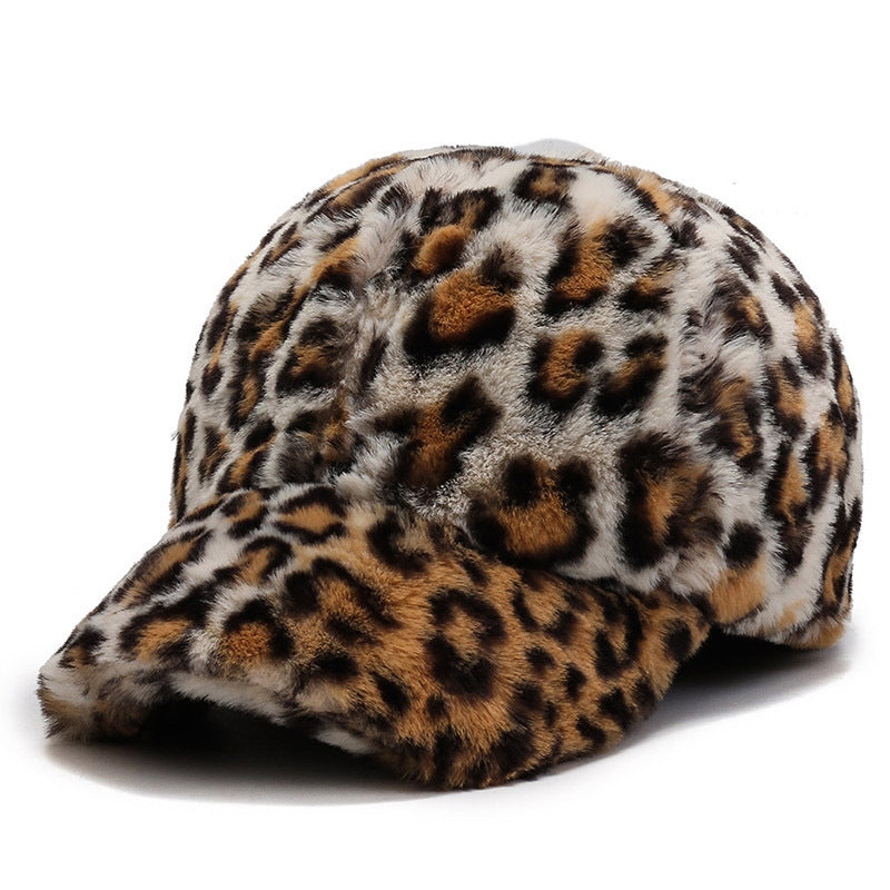 Leopard Fleece Baseball All-matching Peaked Cap