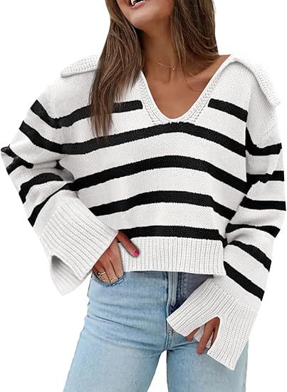 V-neck Large Lapel Short Knitted Women's Top