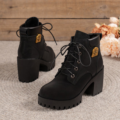 Chunky Heel Plus Size Martin Boots Thick Bottom Fashion All-match