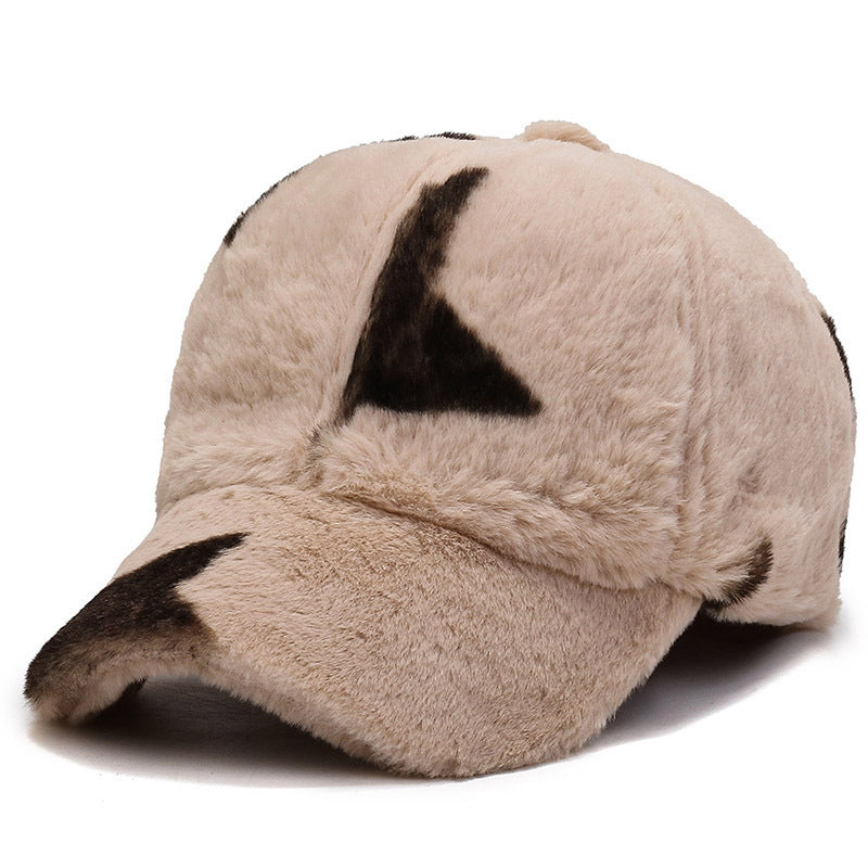 Leopard Fleece Baseball All-matching Peaked Cap