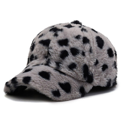 Leopard Fleece Baseball All-matching Peaked Cap