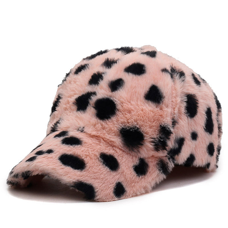 Leopard Fleece Baseball All-matching Peaked Cap