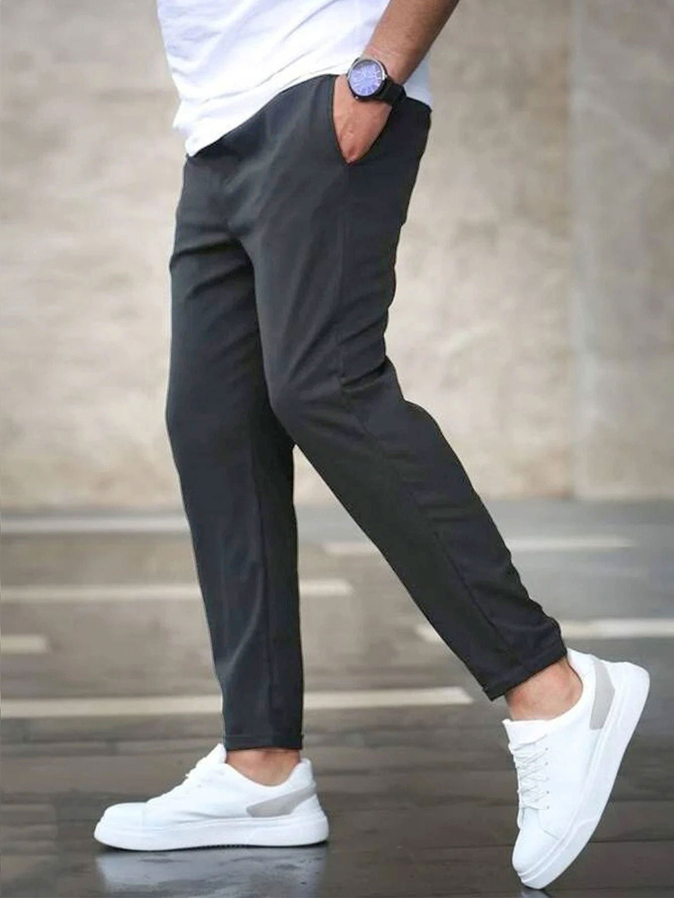 Men's Solid Color Casual Cropped Pants