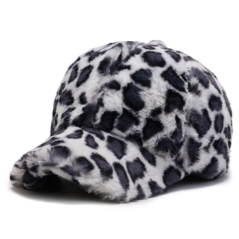 Leopard Fleece Baseball All-matching Peaked Cap