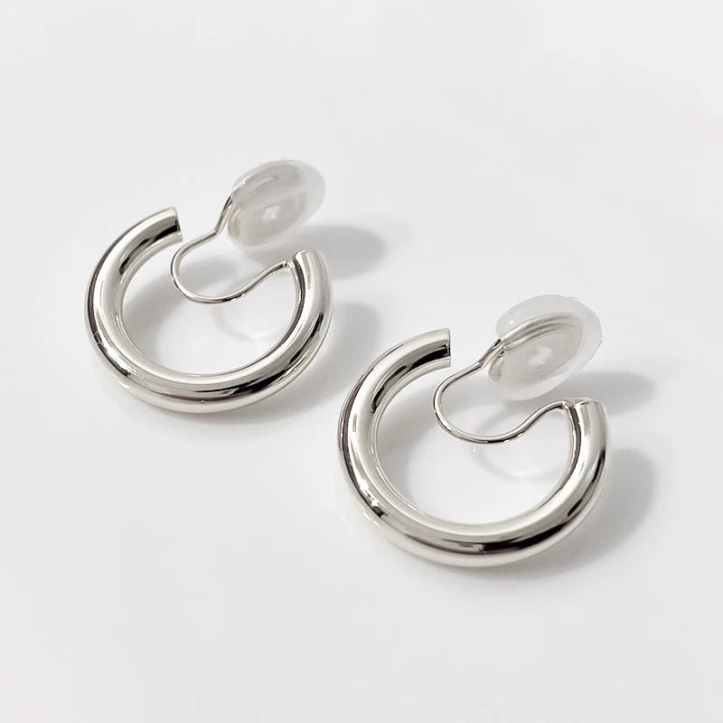 Minimalist Vintage Clip on Hoop Earrings