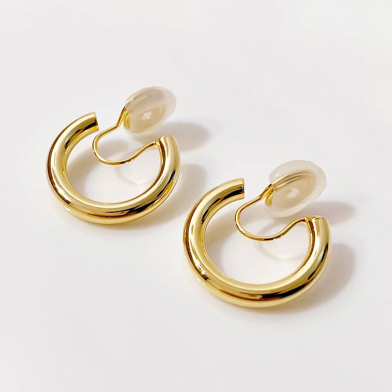 Minimalist Vintage Clip on Hoop Earrings