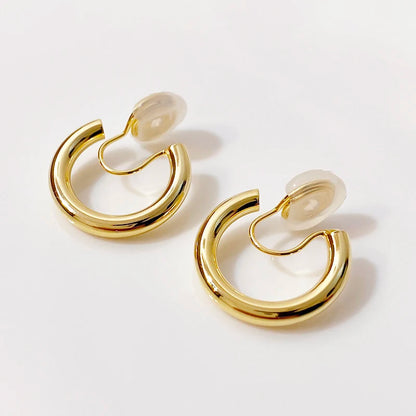 Minimalist Vintage Clip on Hoop Earrings