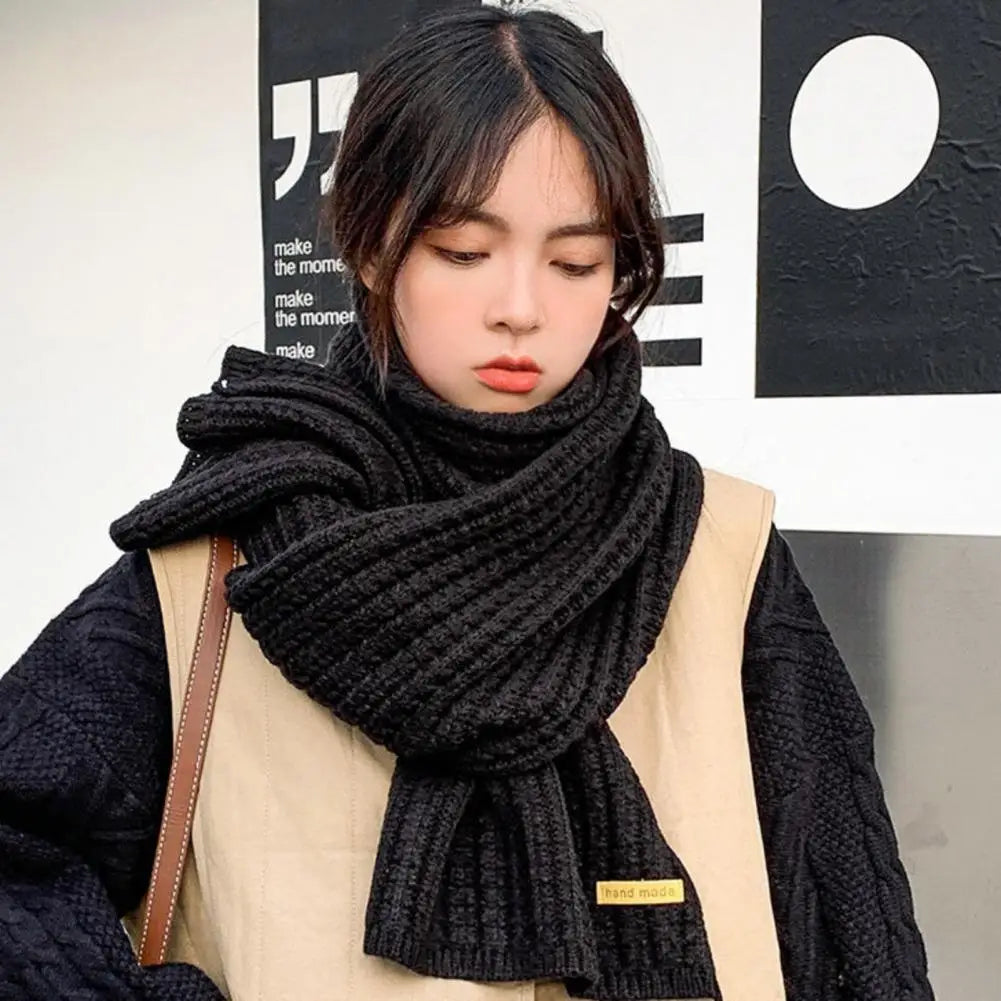 Winter Scarf Knitted Thickened Solid Color Elastic Windproof Stay Warm