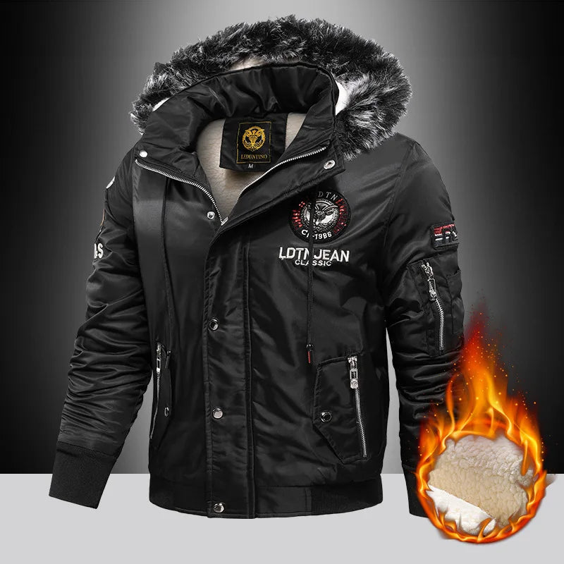 Parka Fur Collar Hooded Windproof coat