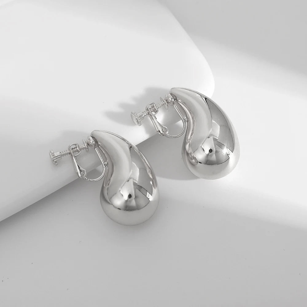 Dome Drop Clip on Earrings