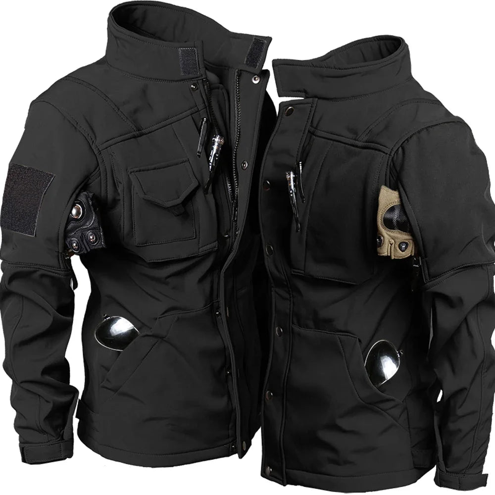 Windproof Waterproof Biker Suit Men Tactical Jacket Pants Sets& Soft Shell Warm Fleece Coats