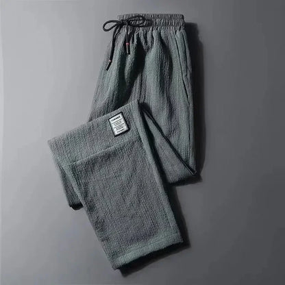 Men's Linen Pants Breathable Solid Basic Loose Ankle Sweatpants