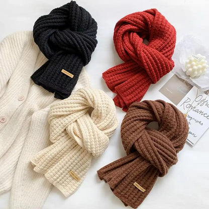 Winter Scarf Knitted Thickened Solid Color Elastic Windproof Stay Warm