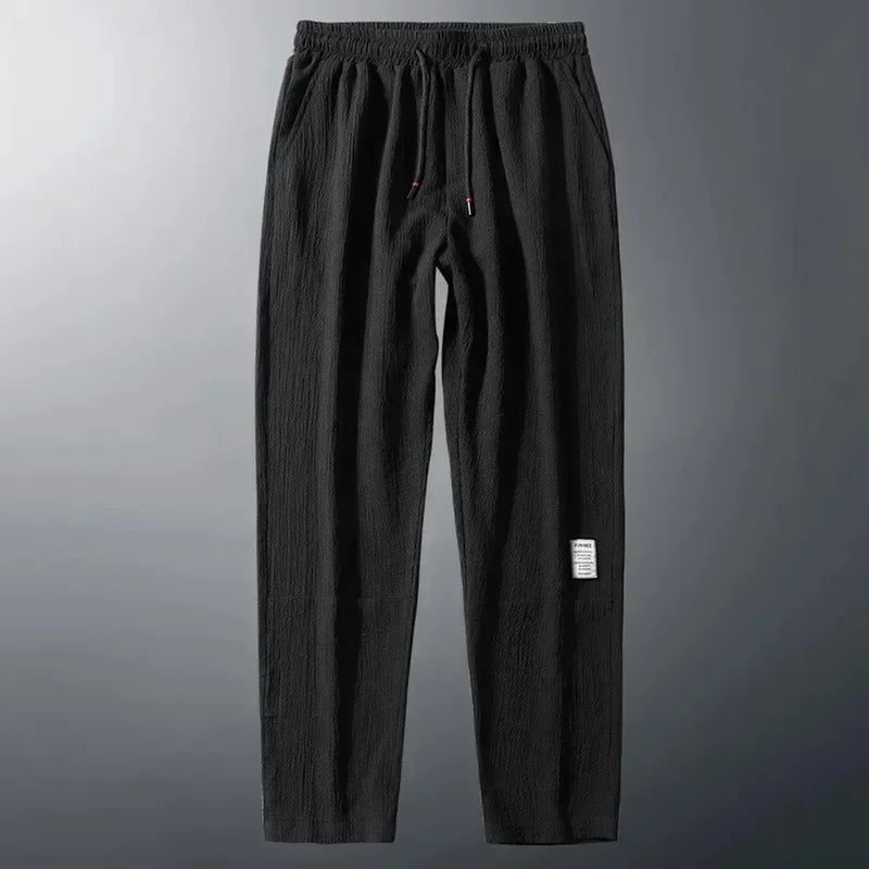 Men's Linen Pants Breathable Solid Basic Loose Ankle Sweatpants