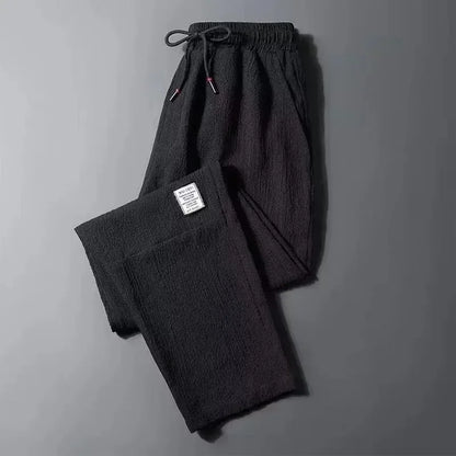 Men's Linen Pants Breathable Solid Basic Loose Ankle Sweatpants