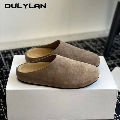 Solid Color Flat Bottom Shoes Soft Suede Slippers