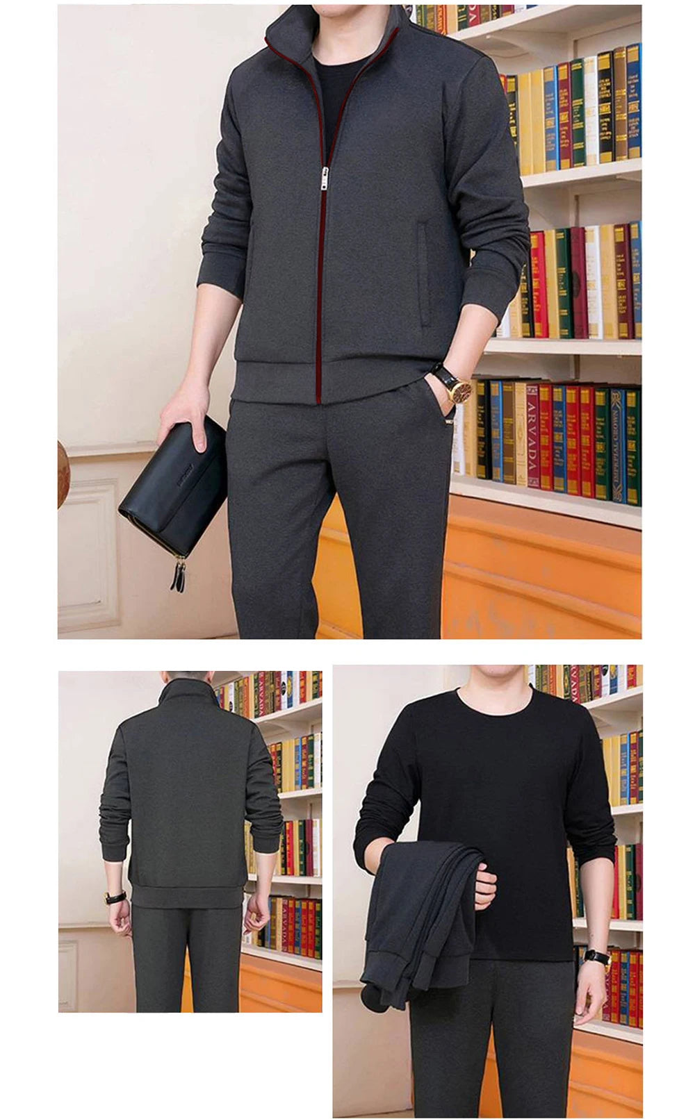 Mens Casual Tracksuits Sportswear Jackets + Pants 2 Piece Sets