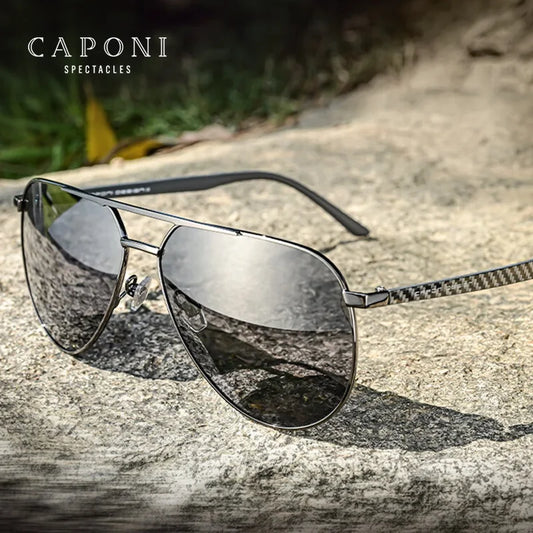 CAPONI Pilot Style Sun Glasses Polarized UV400 Brand Design Light Eyewear