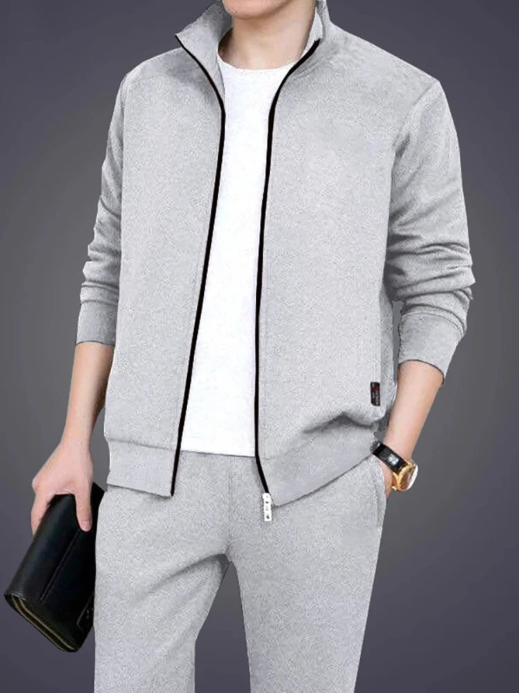 Mens Casual Tracksuits Sportswear Jackets + Pants 2 Piece Sets