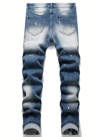 Men Y2k Stretchy Denim Jeans Ripped Skinny Casual