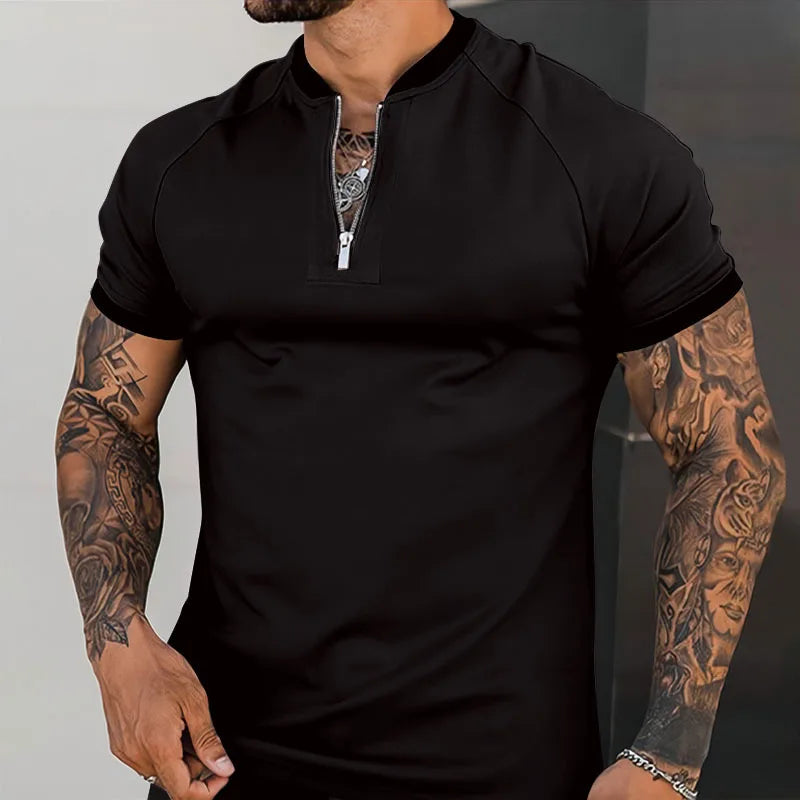 summer popular men's short-sleeved trousers slim and trendy casual sports suit