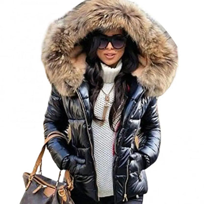 Women Jacket Faux Fur Hooded Zipper Warm Down Coat Women Outdoor Parka Outerwear Women's Clothing.