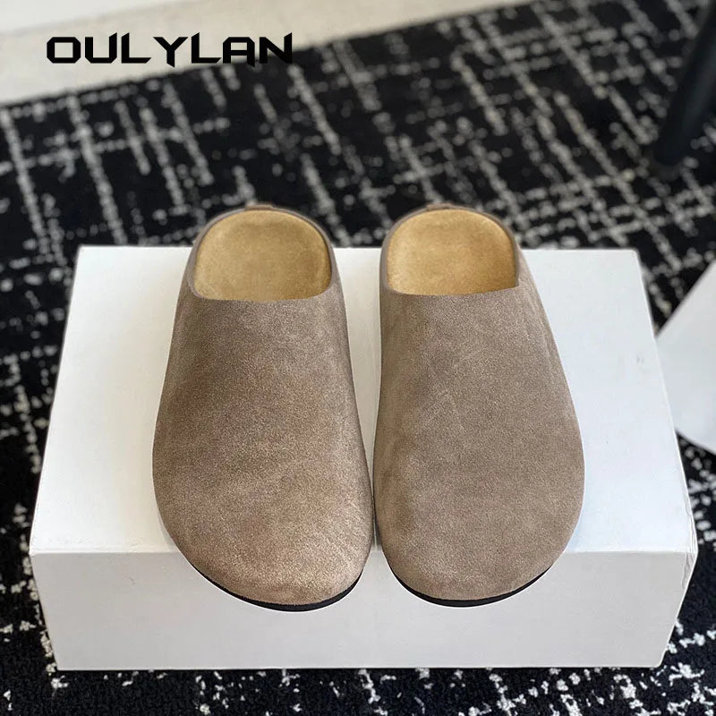 Solid Color Flat Bottom Shoes Soft Suede Slippers