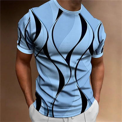 New Men's T-shirt 3D Striped Print Shirt