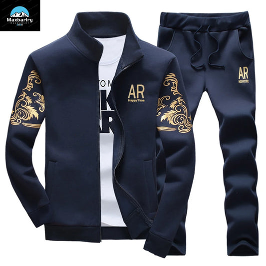 Men's Tracksuit Fleece Jacket and Sweatpants 2 Piece Set