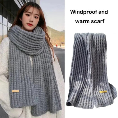 Winter Scarf Knitted Thickened Solid Color Elastic Windproof Stay Warm