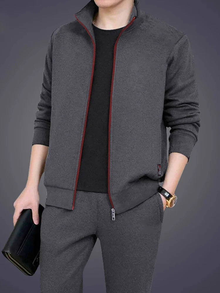 Mens Casual Tracksuits Sportswear Jackets + Pants 2 Piece Sets