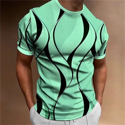 New Men's T-shirt 3D Striped Print Shirt