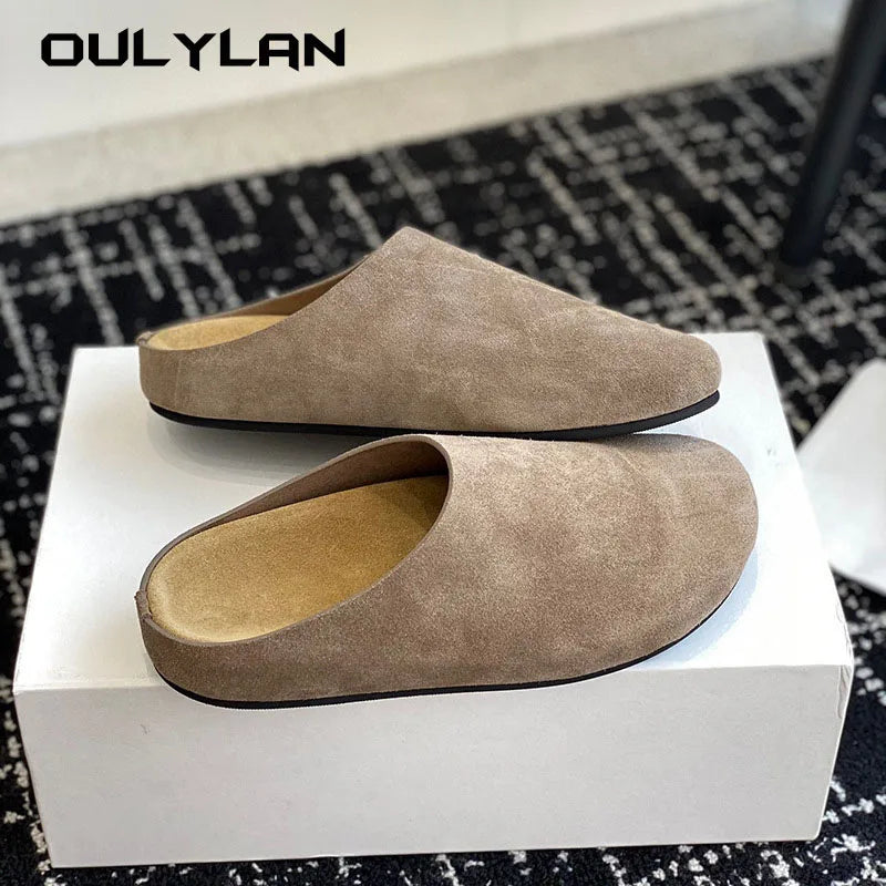 Solid Color Flat Bottom Shoes Soft Suede Slippers