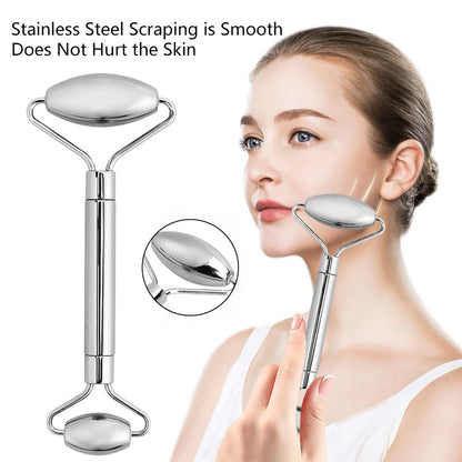 Stainless Steel Facial Roller Gua Sha Set