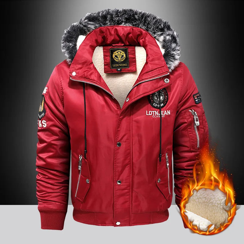 Parka Fur Collar Hooded Windproof coat