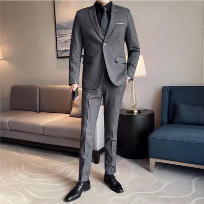 High Quality Men's Suit (suit + Vest + Trousers) fashion business Professional Suit