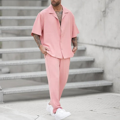 Two-piece Mens Sets New Trend Solid Color