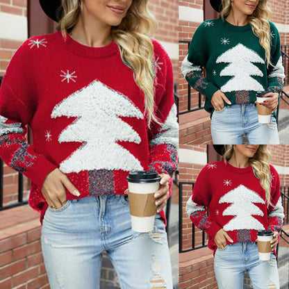 Women Sweater Santa Tree Print Warm Thick