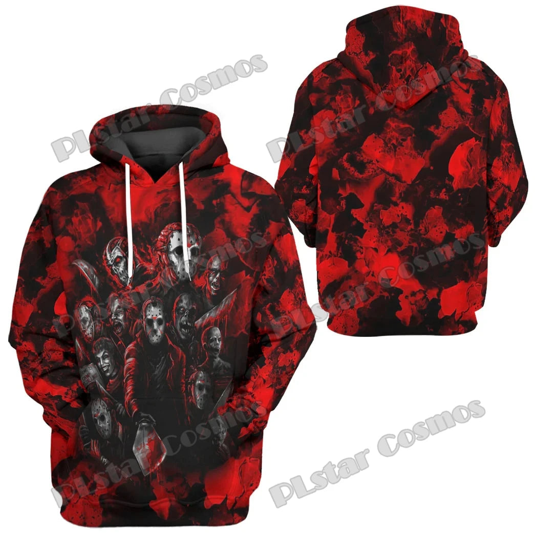 Halloween Horror Characters Squad 3D Printed Fashion Men's Hoodie & Sweatshirt Apparel Autumn Unisex Casual Zipper Hoodies DW937