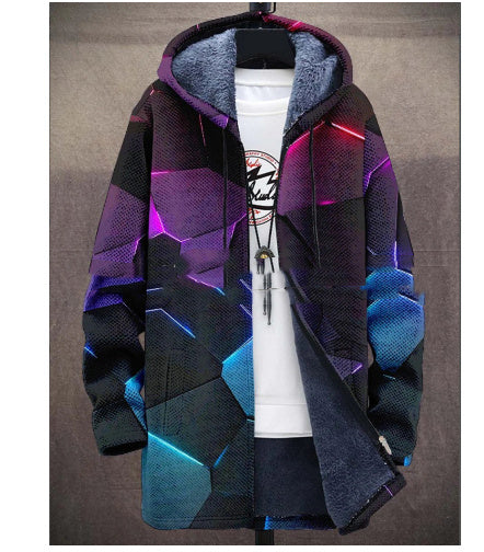 Printed Stand hooded Jacket For Men