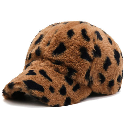 Leopard Fleece Baseball All-matching Peaked Cap