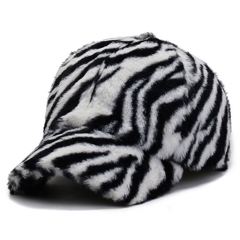 Leopard Fleece Baseball All-matching Peaked Cap